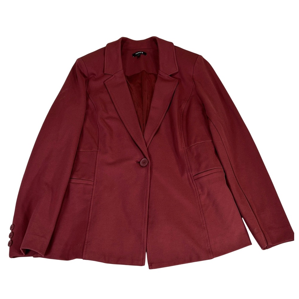 Torrid Dark Red Single Button Stretch Blazer Jacket Plus Size 1 12511335